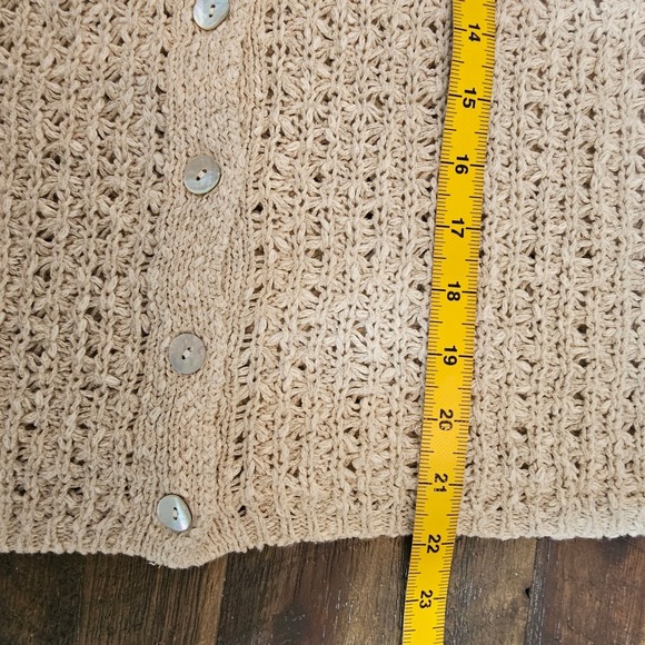 J Jill M Button Front Sweater Vest Sleeveless Open Knit Top Beige Coastal Boho - Picture 7 of 9